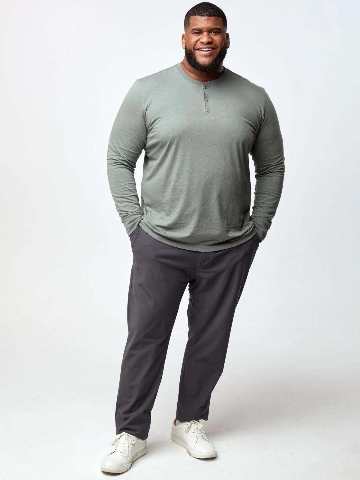 Mercury Green Long Sleeve Henley