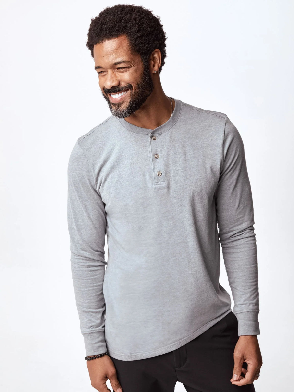 Heather Grey Long Sleeve Henley