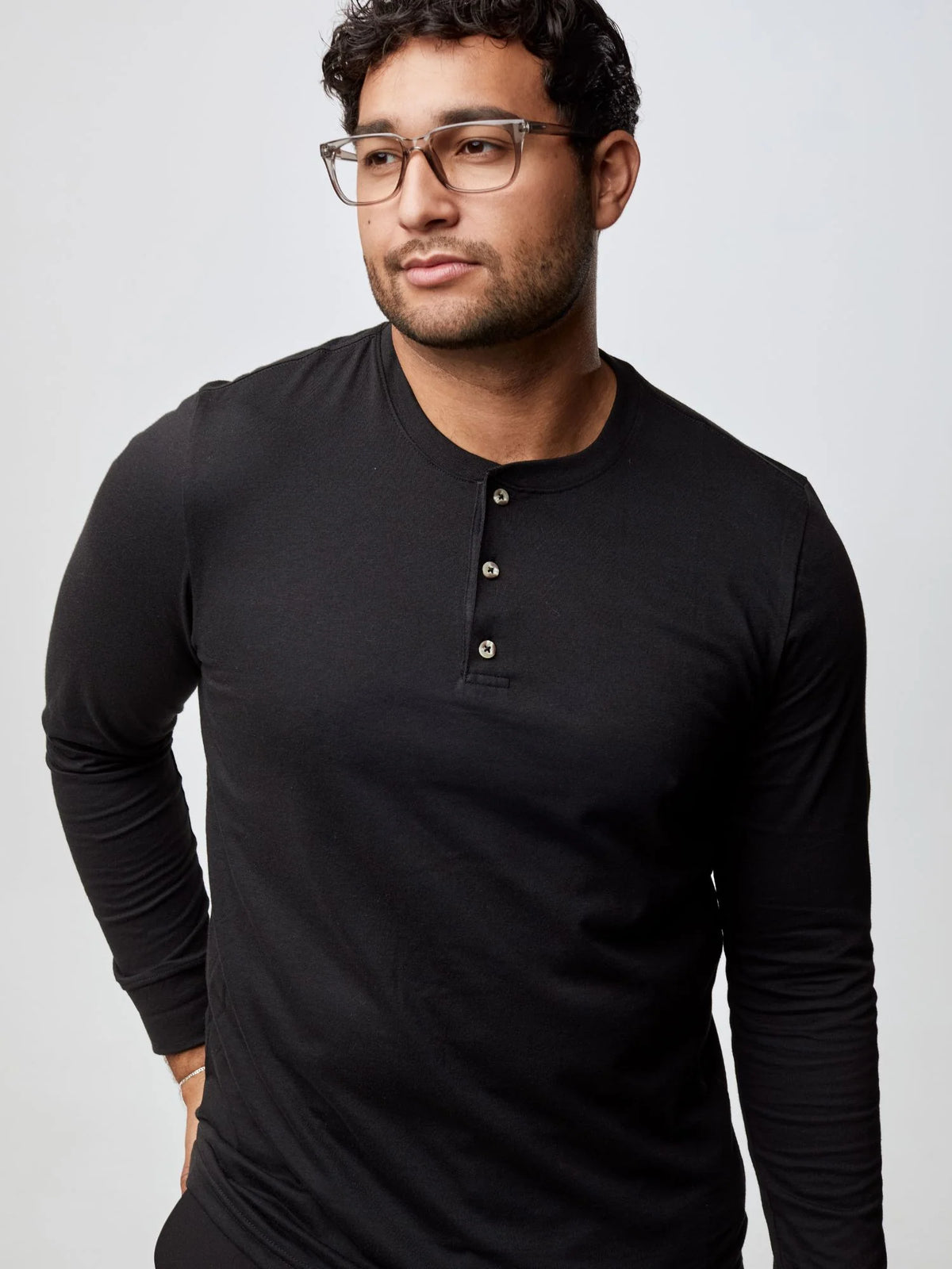 Black Long Sleeve Henley