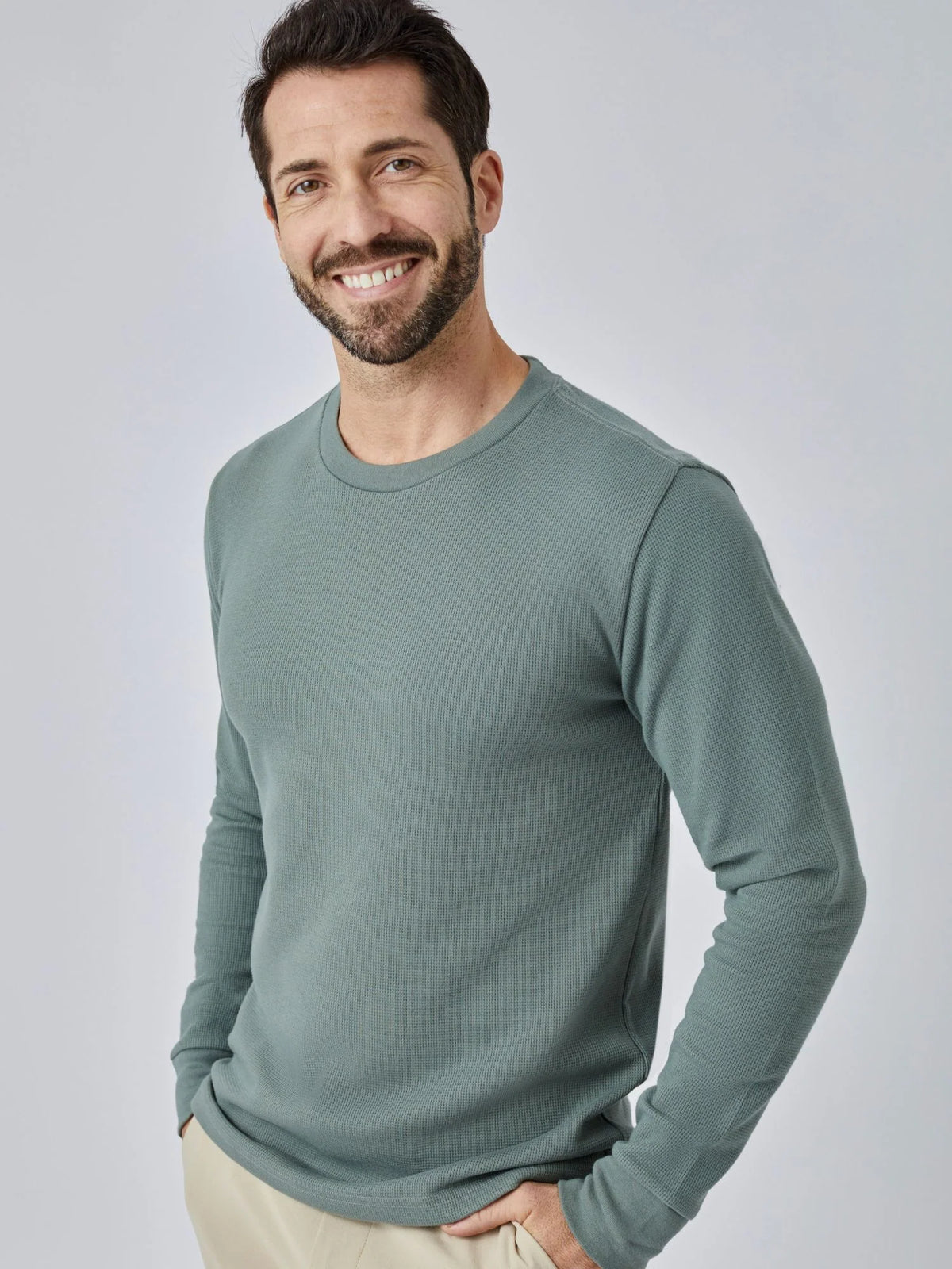 Mercury Green Thermal Long Sleeve Crew